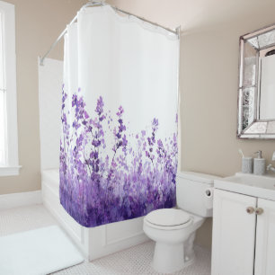 Rideaux De Douche Fleur de Lavande Pastel Floral Fantaisie Aquarelle