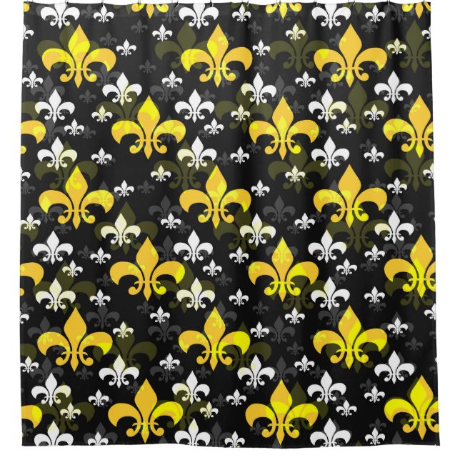Rideaux De Douche Fleur De Lis Blanc Jaune (Devant)