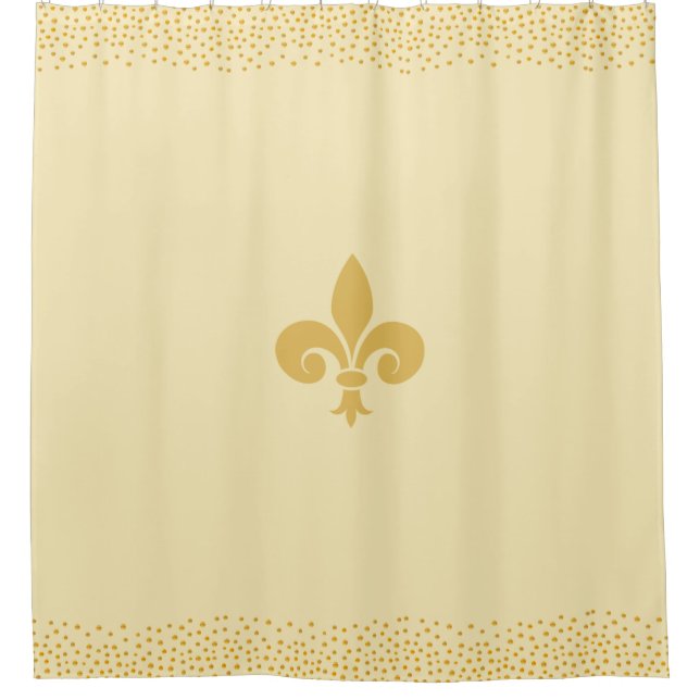 Rideaux De Douche Fleur_de_Lis Fleur & Gold Confetti sur Golden (Devant)