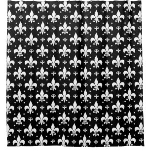 Rideaux De Douche Fleur de lis noir design Motif