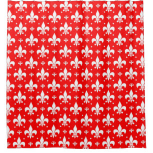 Rideaux De Douche Fleur de lis rouge Motif