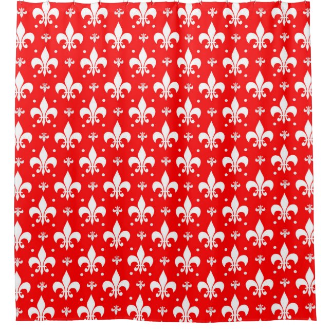 Rideaux De Douche Fleur de lis rouge Motif (Devant)