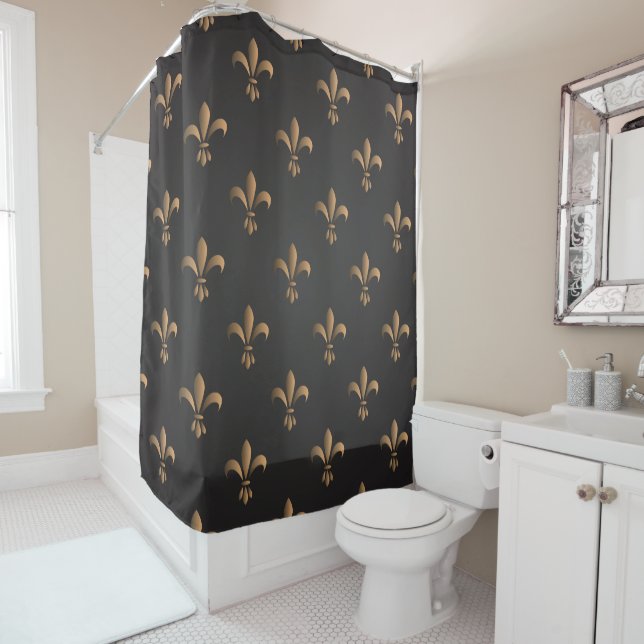 Rideaux De Douche Fleur de lis, vintage, élégant, chic.classy, motif (En situation)