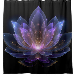 Rideaux De Douche Fleur de Lotus Lumineuse - bleu violet noir Floral