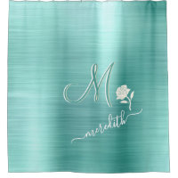 Fleur de nom de monogramme personnalisé Turquoise
