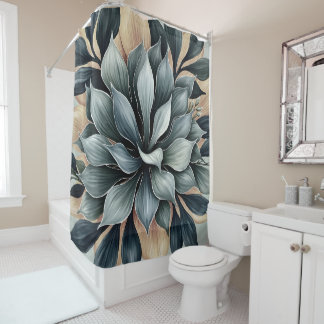 Rideaux De Douche Fleur de Succulente Design Botanique Vert 404