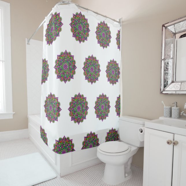 Rideaux De Douche Fleur De Vie - Indien Mandala 1 (En situation)