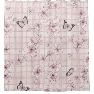 Rideaux De Douche Fleur d'Élégant Papillon (7)
