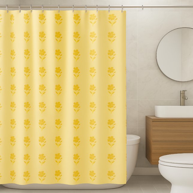 Rideaux De Douche Fleur Dorée sur Fond Jaune Beurre (Créateur téléchargé)