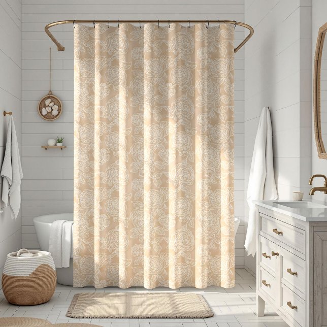 Rideaux De Douche Fleur Élégante de Rose Blanche (Créateur téléchargé)