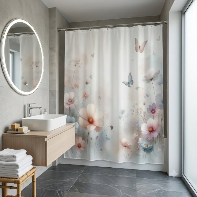 Rideaux De Douche Fleur et Papillon  (Créateur téléchargé)