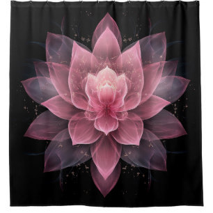 Rideaux De Douche Fleur Ethereal Lotus - Yoga noir rose clair