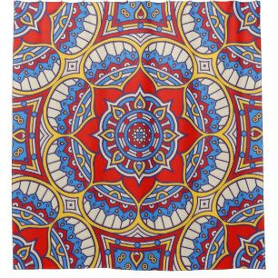 Rideaux De Douche Fleur ethnique, motif bohème sans soudure.