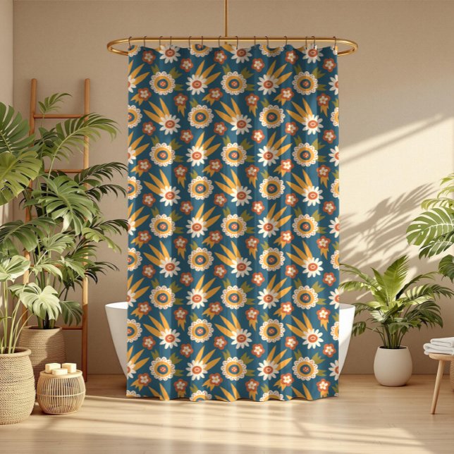 Rideaux De Douche Fleur groovy rétro  (Créateur téléchargé)