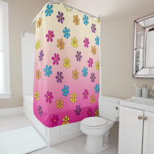 Rideaux De Douche Fleur Hippie super douche rose fondu