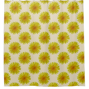 Rideaux De Douche Fleur jaune de pissenlit d'été sur toute couleur