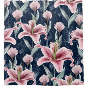 Rideaux De Douche Fleur Lilly Rose Motif sans couture.