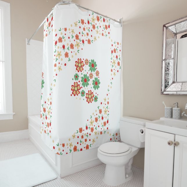 Rideaux De Douche Fleur Moderne Contemporaine  (En situation)