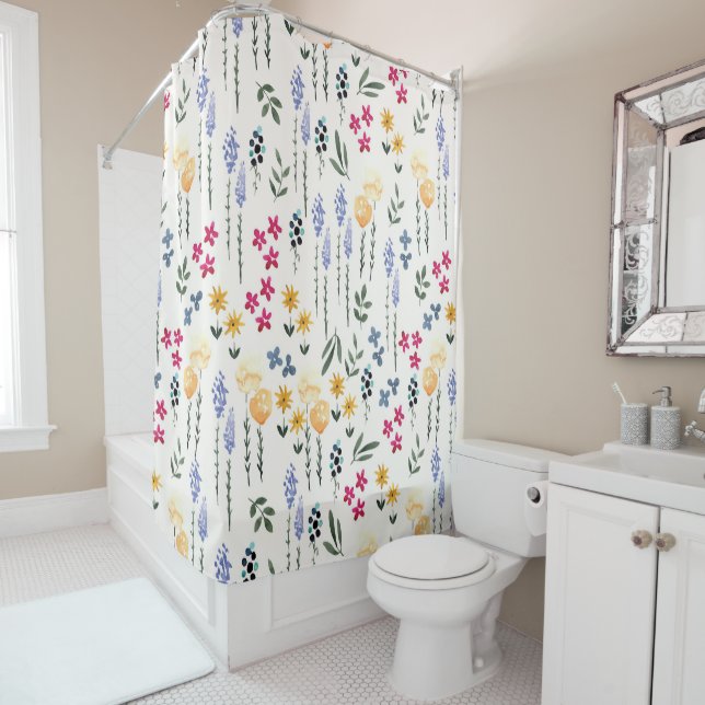 Rideaux De Douche Fleur Motif Printemps Floral (En situation)