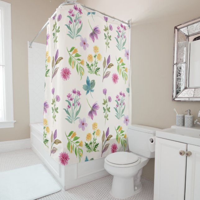 Rideaux De Douche Fleur Motif Printemps Floral (En situation)