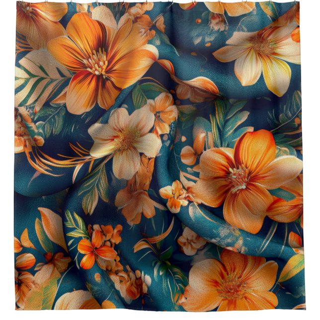 Rideaux De Douche Fleur Orange (Devant)