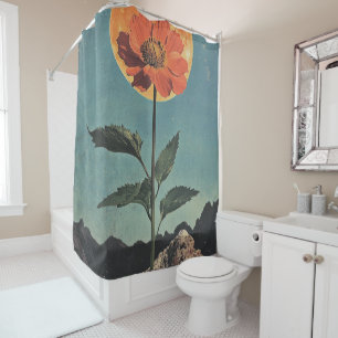 Rideaux De Douche Fleur orange Lune - Charme Boho Vintage (2)