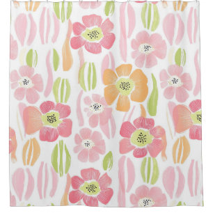 Rideaux De Douche Fleur pastel rétro (1)