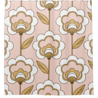 Rideaux De Douche Fleur rétro : motif vintage sans soudure.