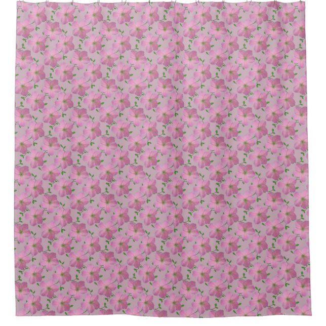 Rideaux De Douche Fleur rose botanique de géranium sur toute couleur (Devant)