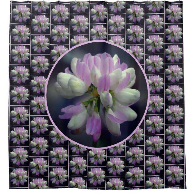 Rideaux De Douche Fleur Rose Et Blanc Fermer Motif (Devant)