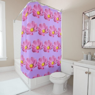 Rideaux De Douche Fleur Rose Vibrante Avec Une Abeille Par Une Journ