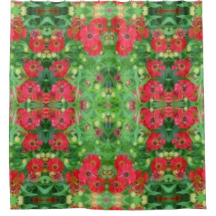 Rideaux De Douche Fleur rouge Zinnia de fond Motif Abstrait