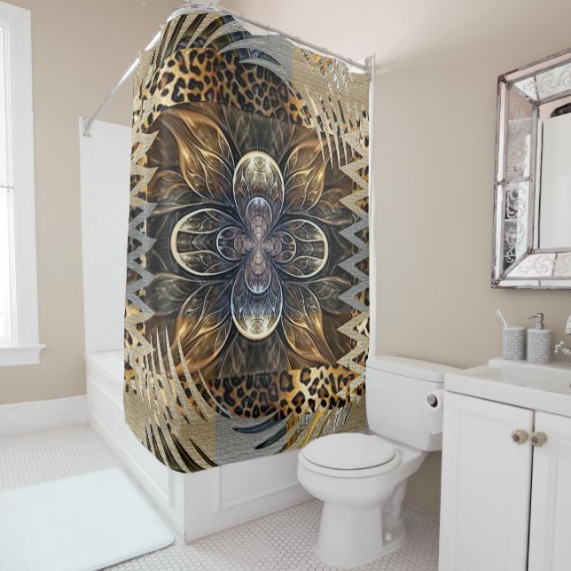 Rideaux De Douche Fleur Sauvage Africaine Abstraite (En situation)