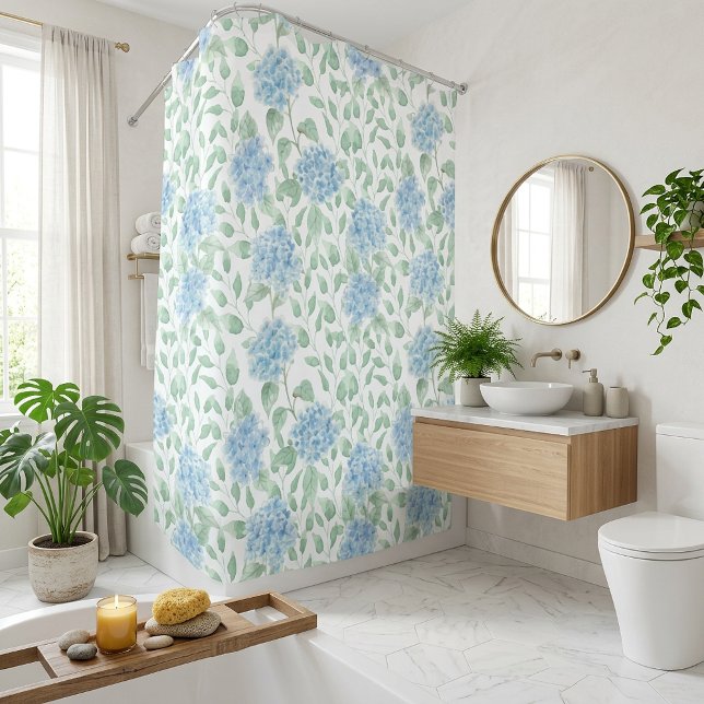 Rideaux De Douche Fleur sauvage aquarelle bleu vert (Blue Green Watercolor Wildflower Shower Curtain)