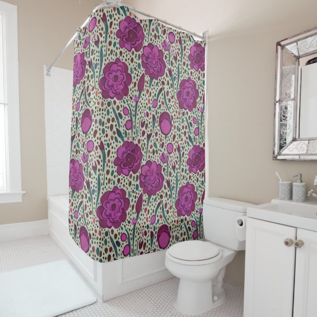 Rideaux De Douche Fleur violet (En situation)