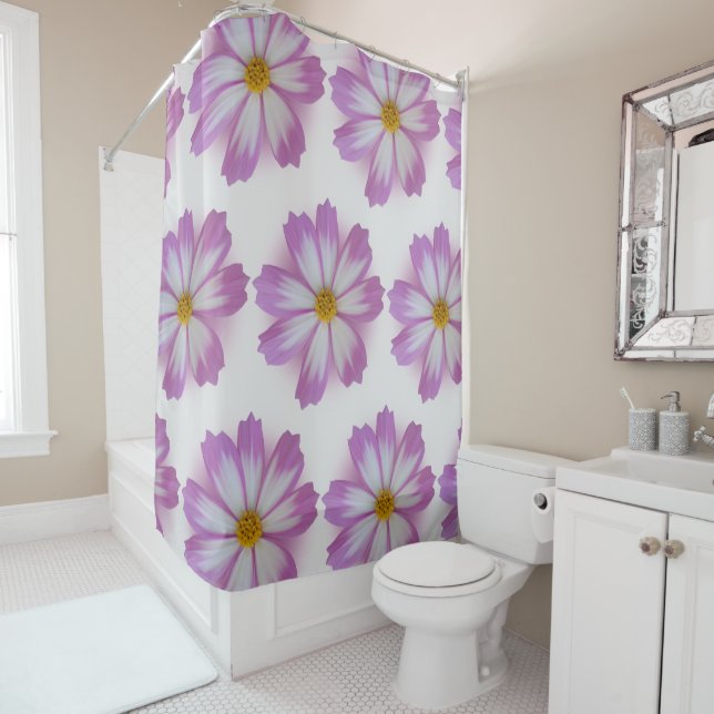 Rideaux De Douche Fleur violette claire (En situation)