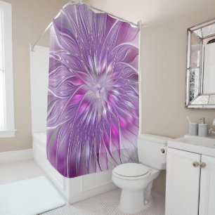 Rideaux De Douche Fleur violette rose Passion Abstrait Art fractal