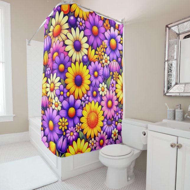 Rideaux De Douche Fleurs (En situation)
