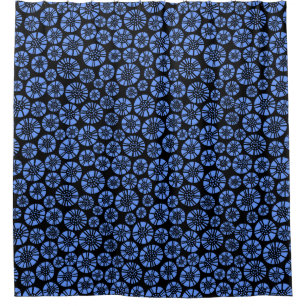 Rideaux De Douche Fleurs Abstraites 031023 - Bleu bébé sur noir