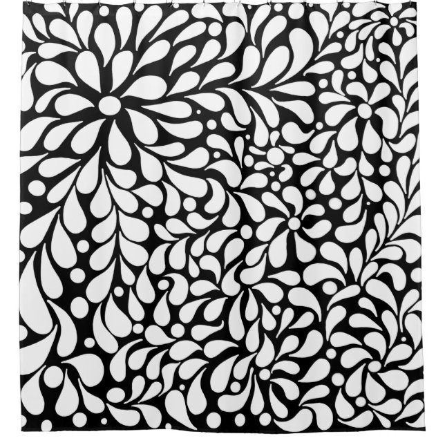 Rideaux De Douche Fleurs blanches modernes en gras sur arrière - pla (Devant)