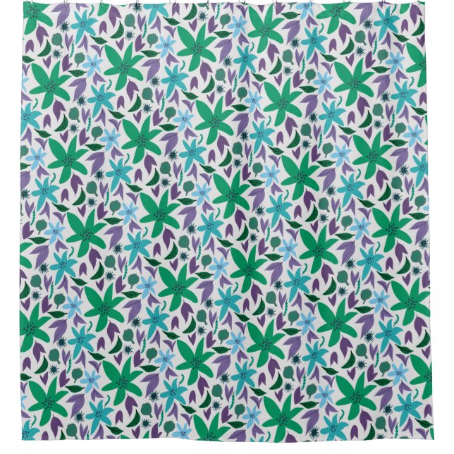 Rideaux De Douche Fleurs bleues (Devant)