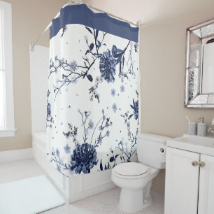 Rideaux De Douche Fleurs bleues