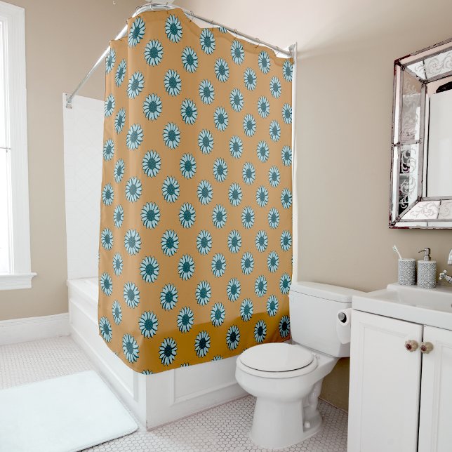 Rideaux De Douche Fleurs bleues de tournesol (Sunflower Blue Flowers Shower Curtain from Studio Posies. )