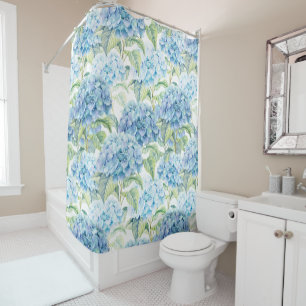 Rideaux De Douche Fleurs bleues d'hortensia d'aquarelle