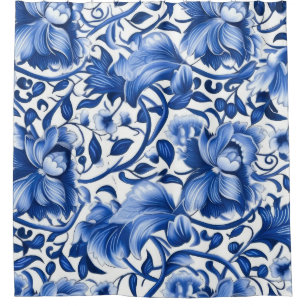 Rideaux De Douche Fleurs bleues Indigo