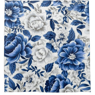 Rideaux De Douche Fleurs bleues Indigo