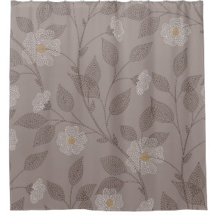 Rideaux De Douche Fleurs brodées et feuilles, design sans soudure.