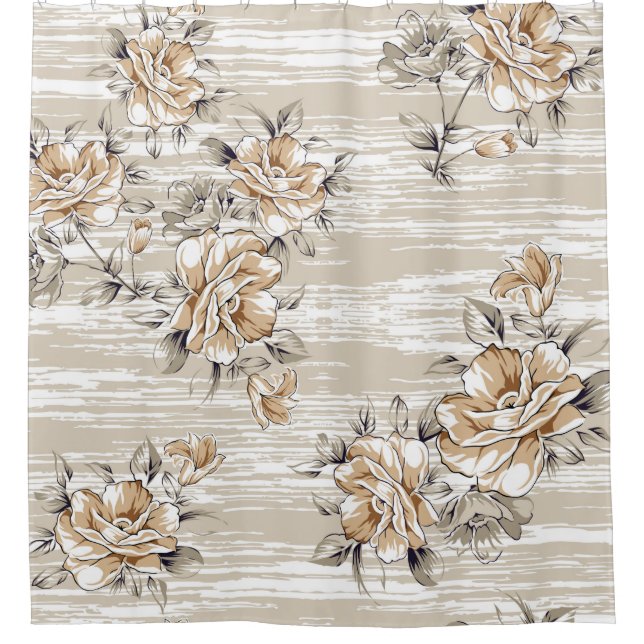 Rideaux De Douche fleurs brunes motif sur fond de texture (Devant)