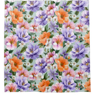 Rideaux De Douche Fleurs colorées assourdies Fleur boho