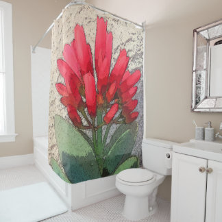 Rideaux De Douche Fleurs d'âge rouge